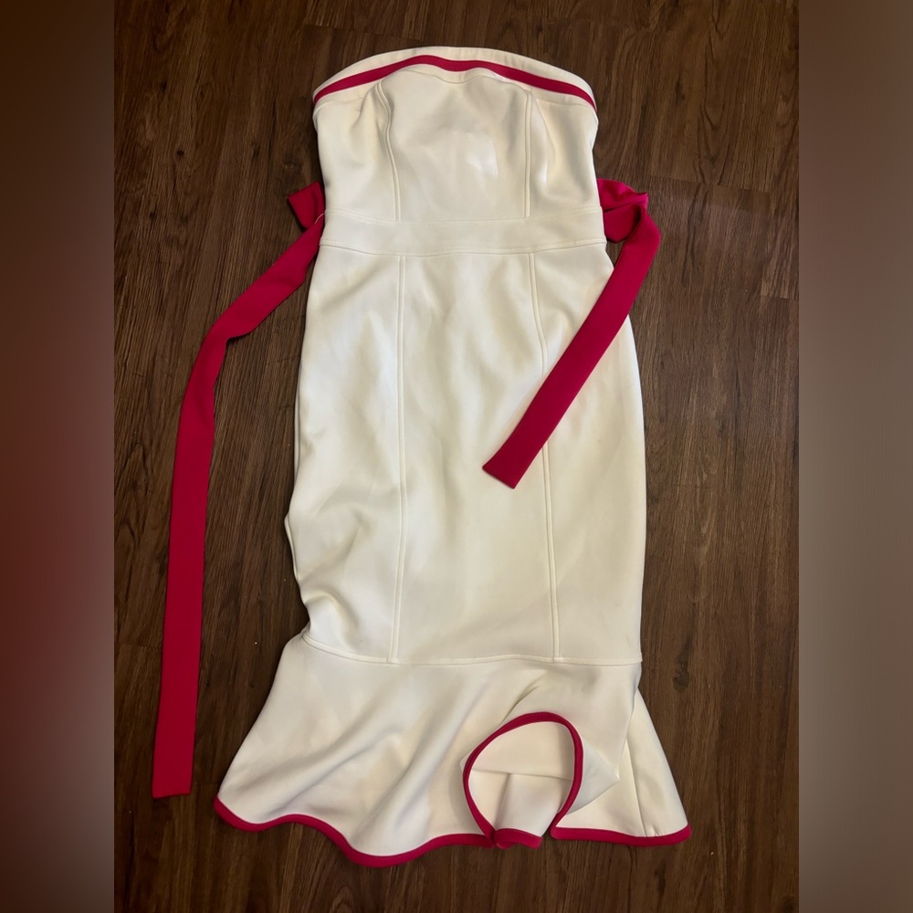 New York & Company Cream Strapless Sheath Dress